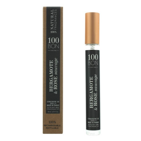 100BON Bergamote & Rose Sauvage Refillable Eau de Parfum Concentrate 10ml | Long-Lasting, Natural, and Vegan Perfume