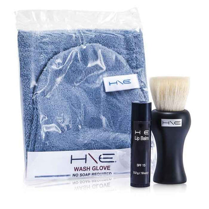 H\e Minerals Kit: Lip Balm Spf 15 + Facial Brush + Wash Glove + Bag - 3pcs+1bag