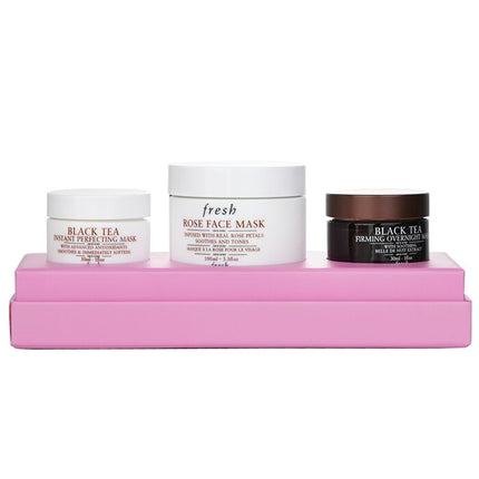 Face Mask Set: 1x Rose Face Mask - 100ml/3.3oz + 1x Black Tea Firming Overnight Mask - 30ml/1oz + 1x Black Tea Instant Perfecting Mask - 30ml/1oz - Fresh