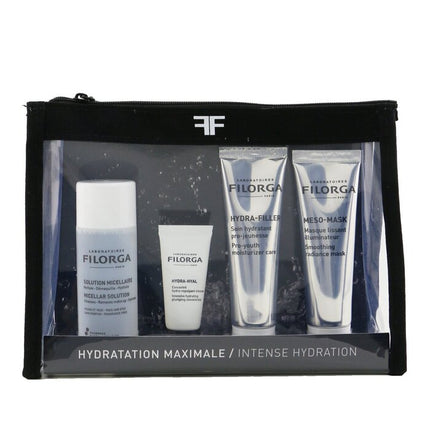 Intense Hydration Set: Micellar Solution 50ml+hydra-hyal 7ml+hydra-filler 30ml+meso Mask 30ml+bag - 4pcs+1bag Filorga