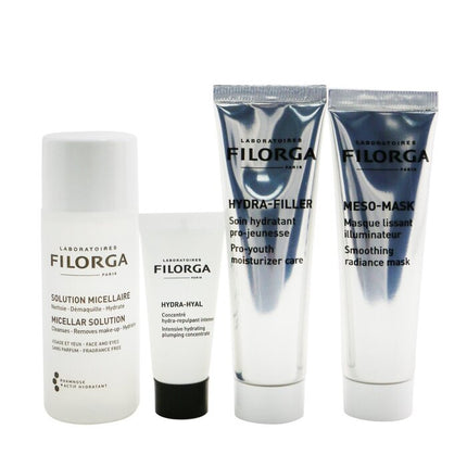 Intense Hydration Set: Micellar Solution 50ml+hydra-hyal 7ml+hydra-filler 30ml+meso Mask 30ml+bag - 4pcs+1bag Filorga