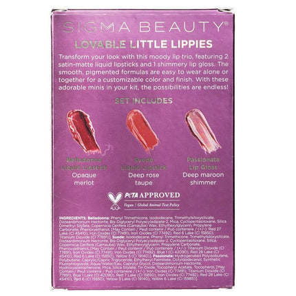 Adored Mini Lip Set (2x Liquid Lipstick + 1x Lip Gloss) - 3pcs Sigma Beauty