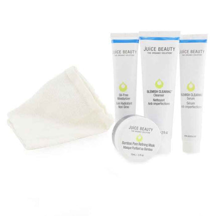 Blemish Clearing Solutions Kit : Cleanser + Moisturizer + Mask + Washcloth (unboxed) - 3pcs+1cloth Juice Beauty