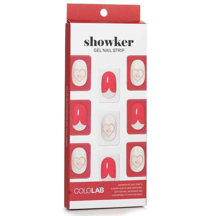 Showker Gel Nail Strip # Csa511 Red Heart - 1pcs
