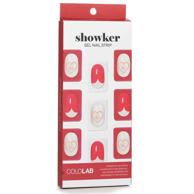 Showker Gel Nail Strip # Csa511 Red Heart - 1pcs
