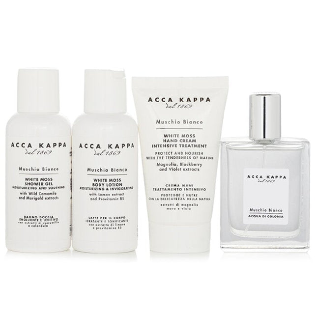 White Moss Gift Set: 1x Eau De Cologne Spray 50ml, 1x Shower Gel 100ml, 1x Body Lotion 100ml, 1x Hand Cream 75ml - 4pcs Acca Kappa