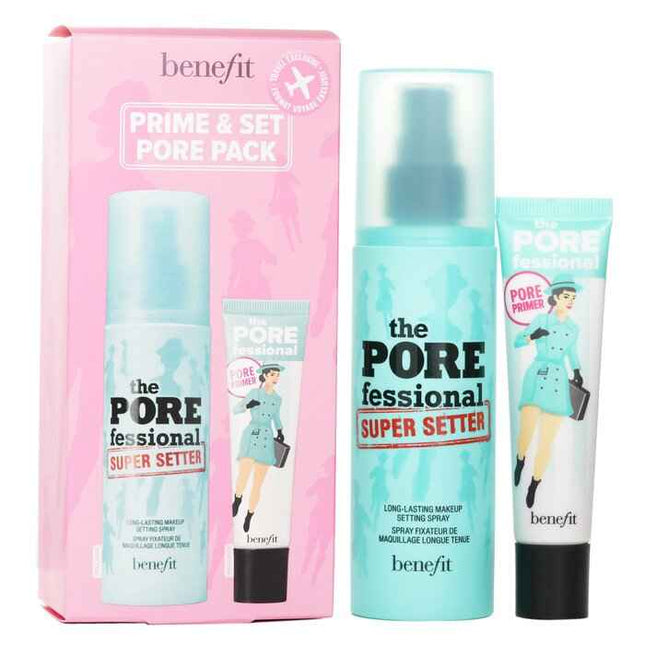 Prime & Set Pore Pack: The Porefessional Smoothing Face Primer + Super Setter Long Lasting Makeup Setting Spray - 2pcs