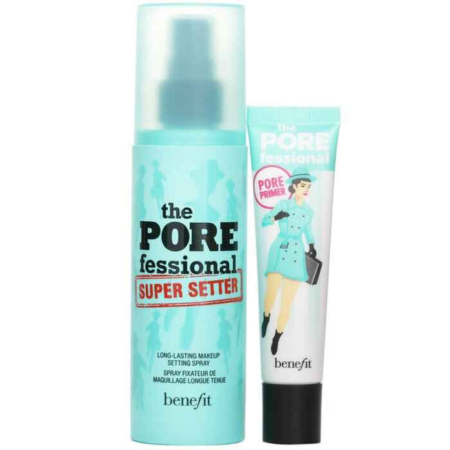 Prime & Set Pore Pack: The Porefessional Smoothing Face Primer + Super Setter Long Lasting Makeup Setting Spray - 2pcs