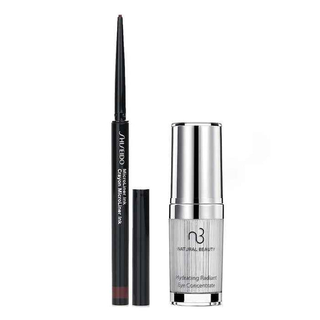 Shiseido Microliner Ink Eyeliner - # 03 Plum 0.08g X Natural Beauty Hydrating Radiant Eye Concentrate (exp Date: 02/2026) 15ml - 2pcs