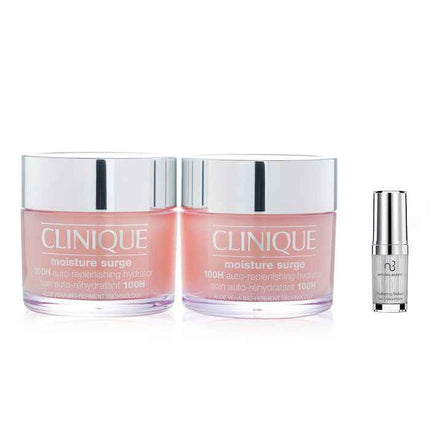 Clinique Moisture Surge 100h Auto-replenishing Hydrator (jumbo Size) Duo Pack 2x200ml X Natural Beauty Hydrating Radiant Eye Concentrate (exp Date: