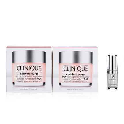 Clinique Moisture Surge 100h Auto-replenishing Hydrator (jumbo Size) Duo Pack 2x200ml X Natural Beauty Hydrating Radiant Eye Concentrate (exp Date:
