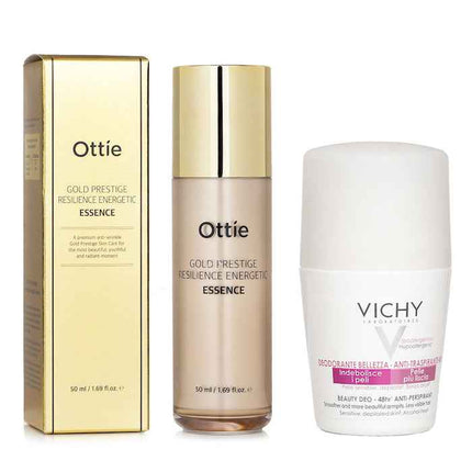 Vichy Beauty Deo Anti-perspirant 48hr Roll-on (for Sensitive Skin) 50ml X Ottie Gold Prestige Resilience Energetic Essence 50ml - 2pcs