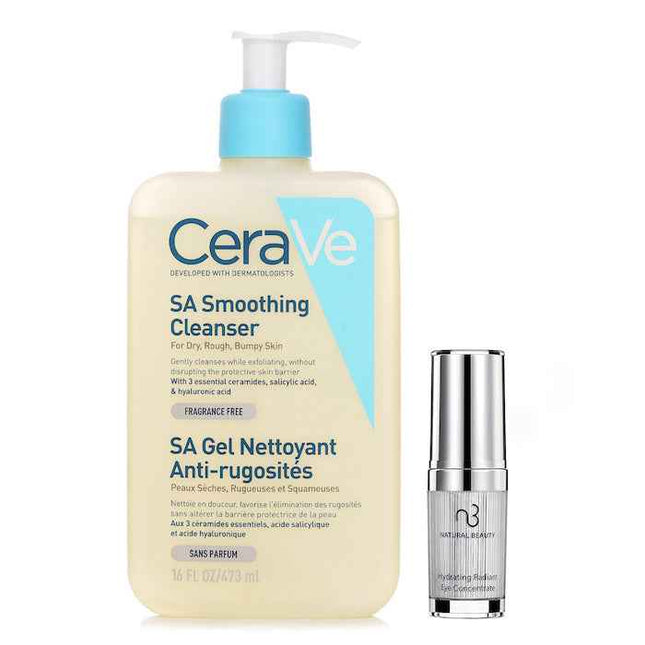 Cerave Sa Smoothing Cleanser (random Packaging) 473ml X Natural Beauty Hydrating Radiant Eye Concentrate (exp Date: 02/2026) 15ml - 2pcs