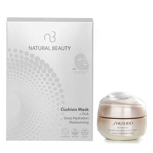 Shiseido Benefiance Wrinkle Smoothing Eye Cream 15ml X Natural Beauty R-pga Deep Hydration Moisturizing Cushion Mask (exp Date: 01/2026) 6x 20ml -