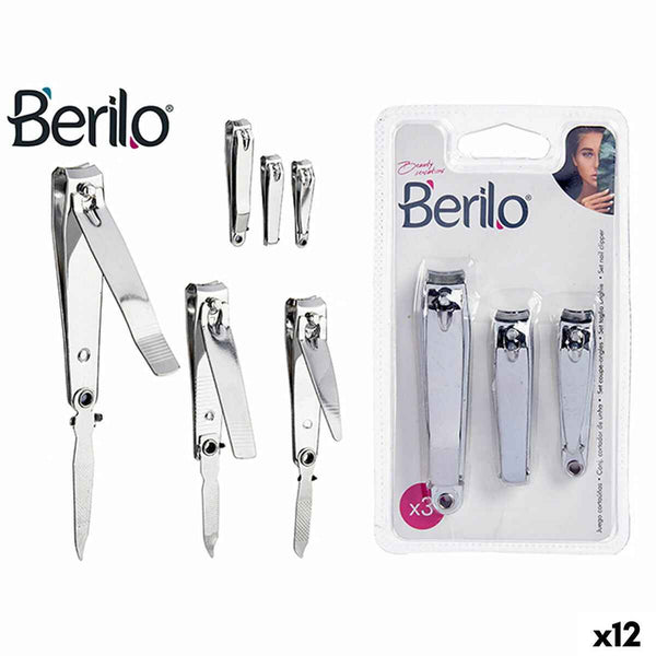Nail clipper Berilo Silver Metal (12 Units)